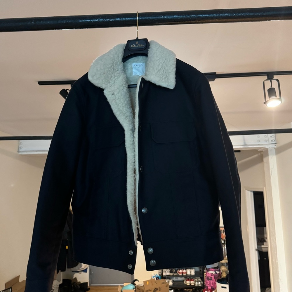 Men’s Sandro Shearling Lining Wool Jacket